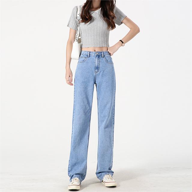 High-waisted Summer Thin Straight-leg Jeans