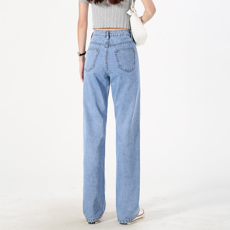 High-waisted Summer Thin Straight-leg Jeans