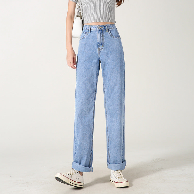 High-waisted Summer Thin Straight-leg Jeans