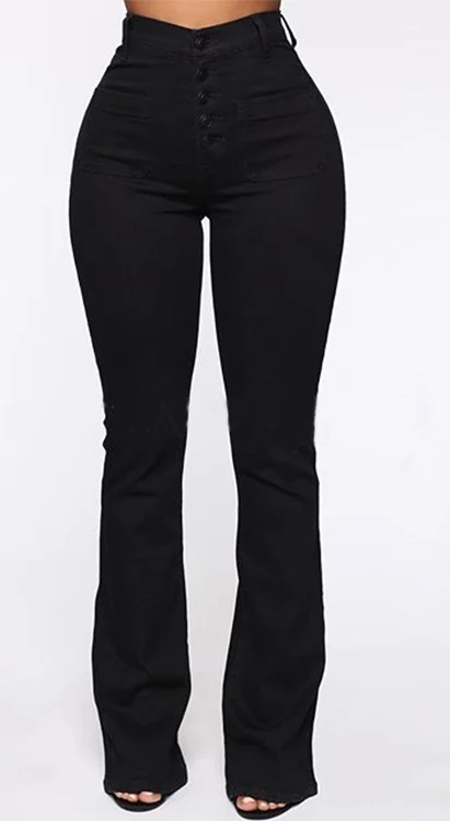 🔥🔥Button Fly Booty Shaping High Waist Flare Jeans