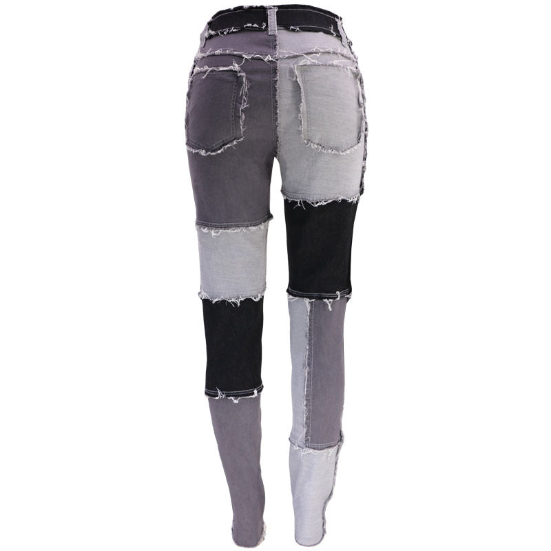 Fashion Color-blocking Skinny Jeans