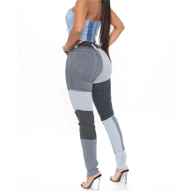 Fashion Color-blocking Skinny Jeans