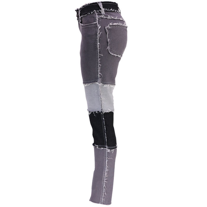 Fashion Color-blocking Skinny Jeans