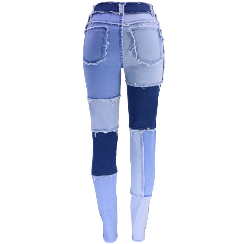 Fashion Color-blocking Skinny Jeans