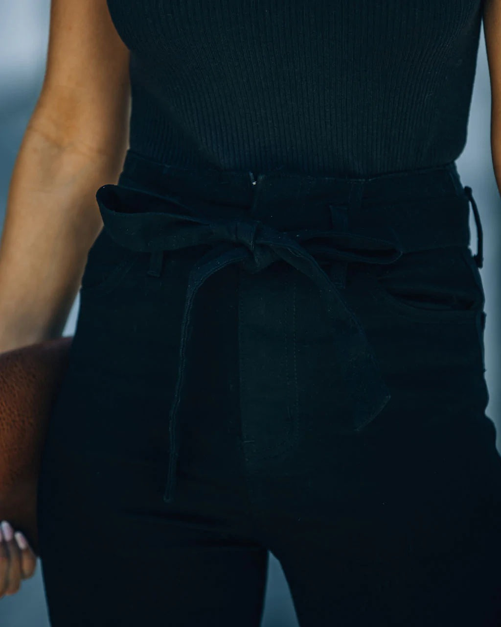 Lace-up Wide-leg Bootcut Denim Trousers