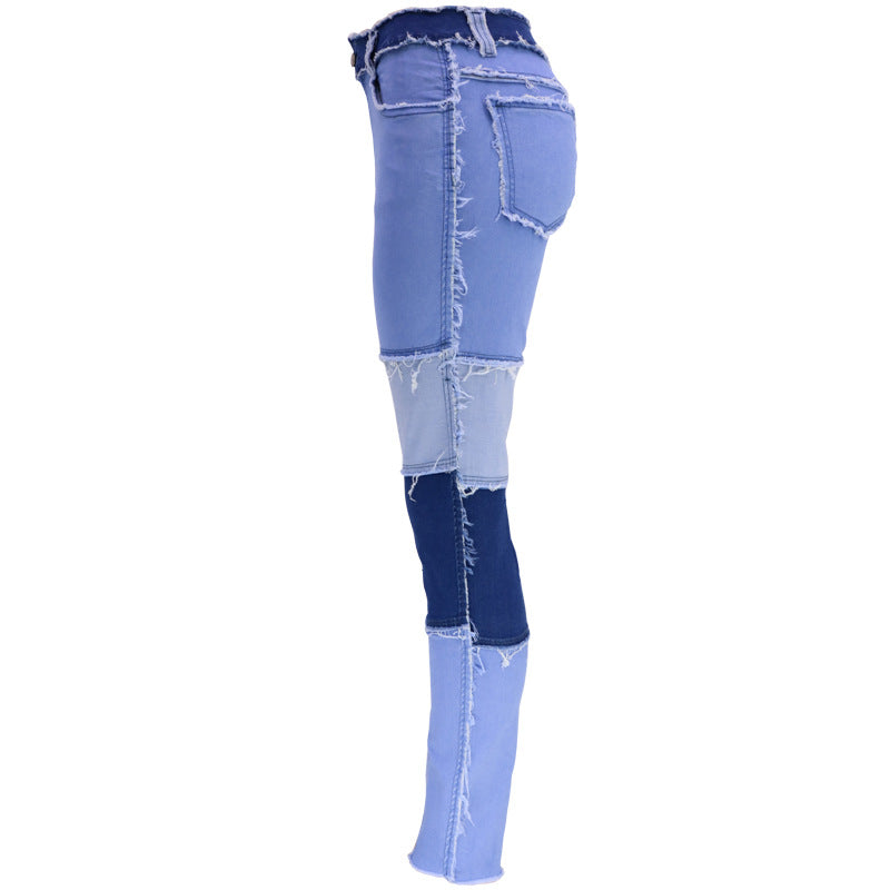 Fashion Color-blocking Skinny Jeans