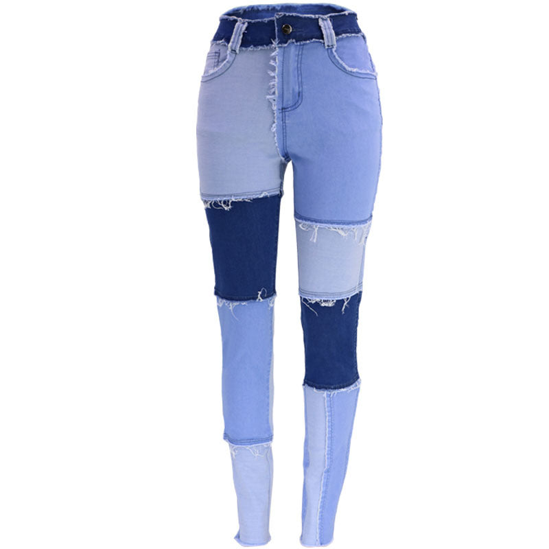 Fashion Color-blocking Skinny Jeans