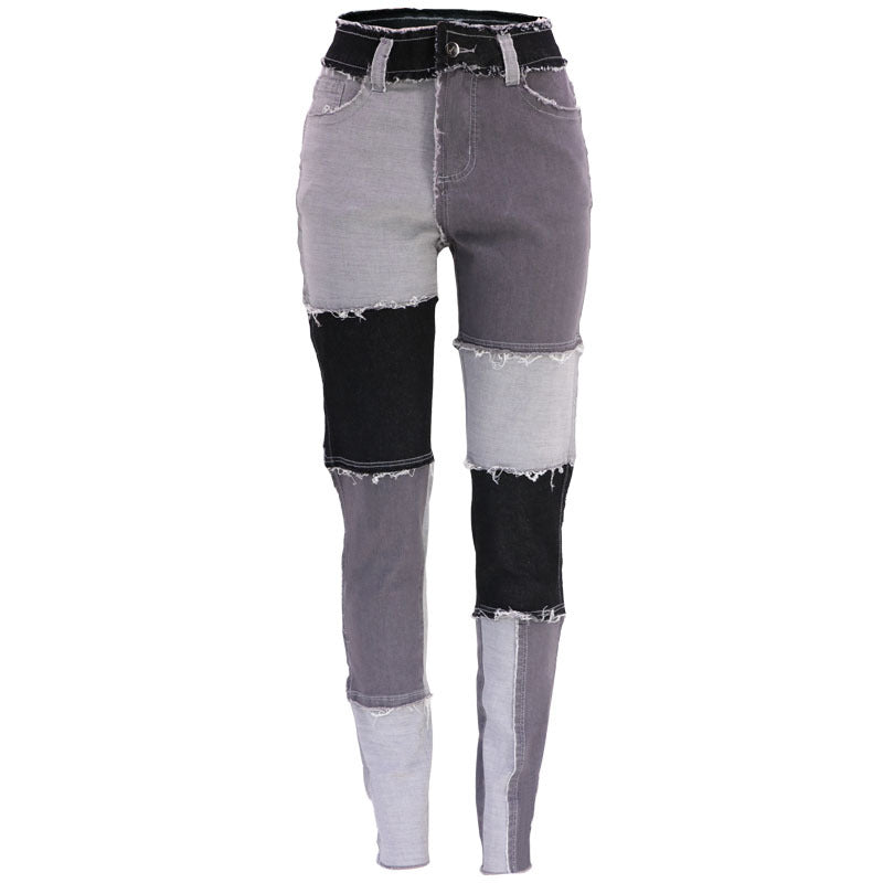 Fashion Color-blocking Skinny Jeans